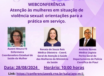 Sesapi promove webconferência sobre atendimento à mulheres em situação de violência sexual