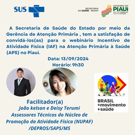 Sesapi realiza webinário sobre Incentivo à Atividade Física na Atenção Primária à Saúde no Piauí